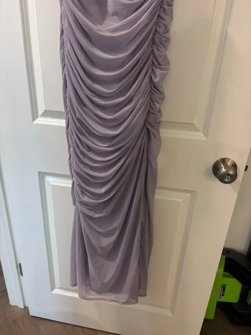 NWT Abercrombie & Fitch Mesh Asymmetrical Off The Shoulder Maxi Dress - Picture 8 of 11